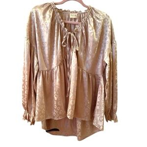 Peach Love California Women's Cream Satin Blouse